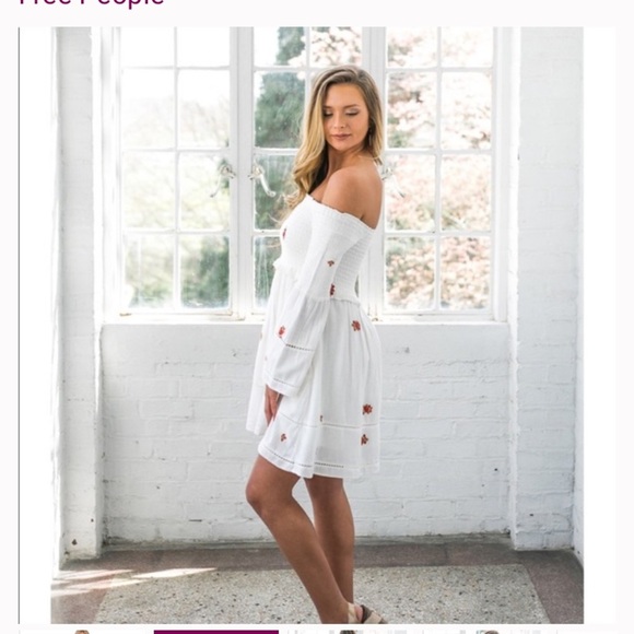 Nwt counting daisy’s free people white red embroidered floral spring dress boho - Picture 3 of 6